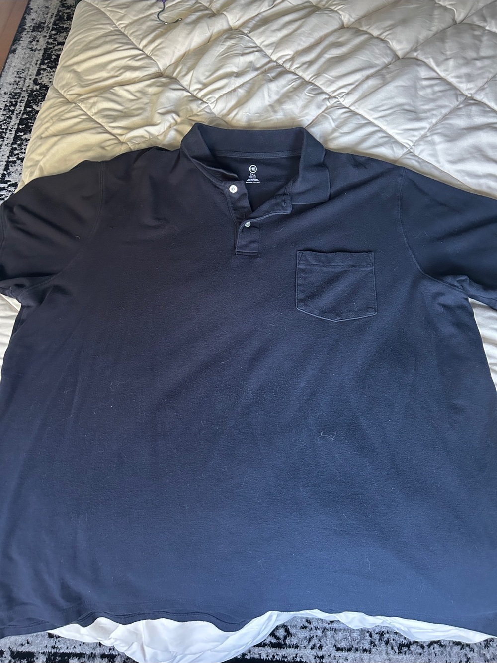 Men's Short-Sleeve navy Polo with Chest Pocket